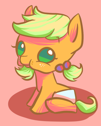 Size: 800x1000 | Tagged: safe, artist:thisis913, applejack, g4, baby, babyjack, diaper, female, filly, filly applejack, solo