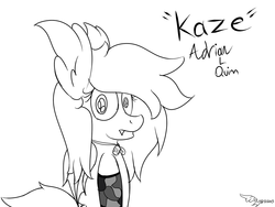 Size: 1024x768 | Tagged: safe, artist:xwoofyhoundx, oc, oc only, oc:adrian.l.quinn, bat pony, pony, camouflage, dog tags, monochrome, solo, wip