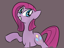 Size: 1024x768 | Tagged: safe, artist:leetle-pink-fudge, pinkie pie, g4, female, grin, happy, looking at you, pinkamena diane pie, raised hoof, smiling, solo, squee