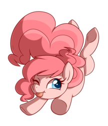 Size: 2617x3025 | Tagged: safe, artist:saber-panda, pinkie pie, earth pony, pony, g4, cute, diapinkes, female, high res, mare, one eye closed, simple background, solo, tongue out, transparent background, underhoof, wink