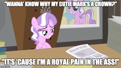 Size: 640x360 | Tagged: safe, edit, edited screencap, screencap, diamond tiara, g4, ponyville confidential, cutie mark, image macro, meme