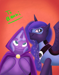 Size: 1658x2093 | Tagged: safe, princess luna, g4, bakki, blue lantern, blue lantern corps, filly, raven (dc comics), woona