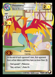 Size: 358x500 | Tagged: safe, enterplay, philomena, princess celestia, phoenix, a bird in the hoof, equestrian odysseys, g4, my little pony collectible card game, card, ccg, spread wings
