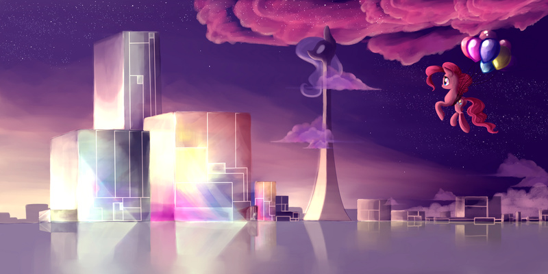 Dreamscape - 963241 - artist:gianghanz, balloon, city, cityscape, cloud ...