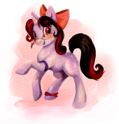 Size: 1500x1554 | Tagged: safe, artist:enigmatia, oc, oc only, pony, unicorn, glasses, hair bow, solo