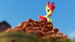 Size: 3840x2160 | Tagged: safe, apple bloom, g4, 3d, apple, day, female, high res, solo, source filmmaker