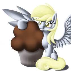 Size: 2268x2268 | Tagged: safe, artist:thetastymuffin, derpy hooves, pegasus, pony, g4, female, high res, mare, muffin, solo