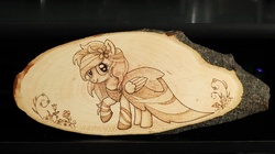 Size: 1280x718 | Tagged: safe, artist:horseez, fluttershy, g4, female, pyrography, solo, woodwork