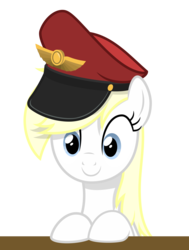 Size: 2500x3301 | Tagged: safe, artist:anonymous, artist:vectorfag, edit, oc, oc only, oc:aryanne, earth pony, pony, blonde, cute, desk, female, happy, hat, high res, long hair, medal, simple background, sitting, smiling, solo, table, team captain, team fortress 2, tf2 hat, transparent background, upper body, vector