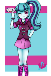 Size: 1181x1748 | Tagged: safe, artist:springheart121, sonata dusk, equestria girls, g4, my little pony equestria girls: rainbow rocks, cute, female, looking at you, solo, wink