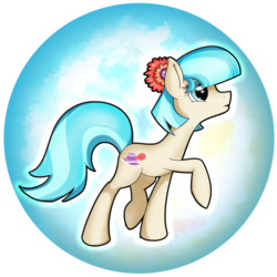 Size: 900x900 | Tagged: safe, artist:flamevulture17, coco pommel, g4, female, orb, raised hoof, solo