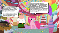 Size: 1024x576 | Tagged: safe, pinkie pie, g4, family guy, male, peter griffin, text, unfunny, unnecessary, wall of text