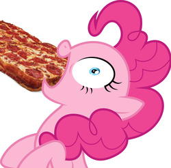 Size: 3660x3600 | Tagged: safe, pinkie pie, g4, bacon, food, high res, meat, meme, pepperoni, pepperoni pizza, pizza, ponies eating meat
