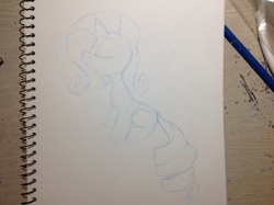 Size: 1280x956 | Tagged: safe, artist:macheteponies, rarity, g4, female, monochrome, photo, sketch, solo, traditional art