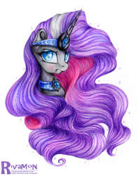 Size: 1200x1519 | Tagged: safe, artist:vird-gi, nightmare rarity, g4, colored pencil drawing, female, looking at you, simple background, solo, traditional art