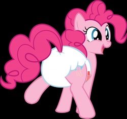 Size: 1280x1201 | Tagged: safe, artist:megarainbowdash2000, pinkie pie, g4, black background, diaper, female, non-baby in diaper, poofy diaper, simple background, solo, super crinkle pony adventure 64