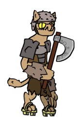 Size: 485x744 | Tagged: artist needed, safe, oc, oc only, diamond dog, armor, axe, geta, helmet, solo