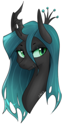 Size: 592x1144 | Tagged: safe, artist:jovalic, queen chrysalis, changeling, changeling queen, g4, crown, fangs, female, jewelry, regalia, solo