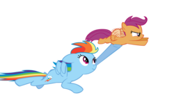 Size: 10667x6000 | Tagged: safe, artist:optimus97, rainbow dash, scootaloo, g4, sleepless in ponyville, absurd resolution, flying, looking up, simple background, transparent background, vector