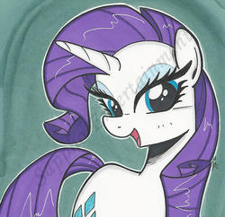 Size: 1205x1165 | Tagged: safe, artist:ponygoddess, rarity, g4, bedroom eyes, female, solo, traditional art, watermark