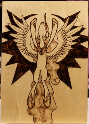 Size: 1280x1783 | Tagged: safe, artist:horseez, princess celestia, g4, female, pyrography, solo, sun, woodwork