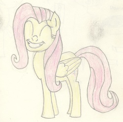 Size: 1216x1205 | Tagged: safe, artist:barryfrommars, fluttershy, pegasus, pony, g4, female, smiling, solo, traditional art