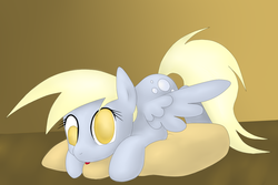 Size: 1050x700 | Tagged: safe, artist:idsmehlite, derpy hooves, pegasus, pony, g4, female, mare, pillow, solo