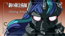 Size: 3840x2160 | Tagged: safe, artist:neko-me, shining armor, g4, alphonse elric, armor, fullmetal alchemist, high res, male, parody, patreon, solo