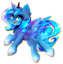 Size: 1838x1885 | Tagged: safe, artist:koveliana, princess luna, alicorn, pony, g4, chest fluff, chromatic aberration, color porn, colored pupils, ear fluff, female, filly, happy, simple background, solo, sparkly eyes, spread wings, transparent background, wing fluff, wingding eyes, wings, woona