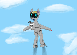 Size: 1280x911 | Tagged: safe, artist:goldenpansy, oc, oc only, oc:airpon, original species, plane pony, pony, cloud, cloudy, cute, female, flying, fuel, happy, plane, solo