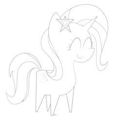 Size: 1280x1280 | Tagged: safe, artist:thunderose-artsnstuff, trixie, pony, unicorn, g4, female, mare, monochrome, pointy ponies, solo