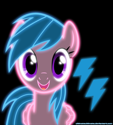 Size: 3627x4024 | Tagged: safe, artist:zantyarz, firefly, pegasus, pony, g1, g4, black background, female, g1 to g4, generation leap, mare, neon, open mouth, simple background, smiling, solo