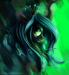 Size: 1056x1152 | Tagged: safe, artist:jadedjynx, queen chrysalis, changeling, changeling queen, g4, bust, crown, female, jewelry, looking at you, mare, paint tool sai, regalia, solo