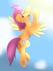 Size: 6100x8200 | Tagged: safe, artist:tuxisthename, scootaloo, pegasus, pony, g4, absurd resolution, colored, female, flying, older, solo, underhoof