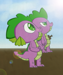 Size: 1024x1224 | Tagged: safe, artist:chiptunebrony, spike, g4, barb, rule 63, wooden sword