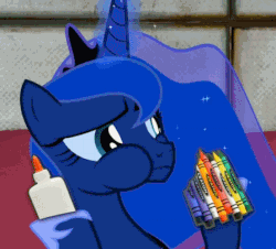 Size: 448x405 | Tagged: safe, artist:2snacks, screencap, princess luna, two best sisters play, g4, animated, crayon, cute, eating, female, glue, mare, marines, solo, youtube, youtube link