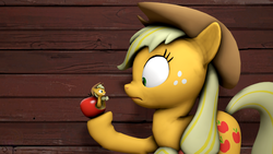 Size: 1280x720 | Tagged: dead source, safe, artist:benno950, artist:neon-ns, applejack, g4, 3d, apple, appleworm, double, self ponidox, source filmmaker, species swap, wtf