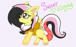 Size: 1280x800 | Tagged: safe, artist:php62, oc, oc only, oc:sweet disarray, hybrid, cute, fluffy, interspecies offspring, offspring, parent:discord, parent:fluttershy, parents:discoshy, simple background, solo