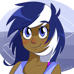 Size: 900x900 | Tagged: safe, artist:silbersternenlicht, minuette, human, g4, dark skin, female, humanized, solo