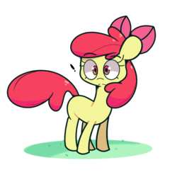 Size: 1280x1280 | Tagged: safe, artist:turtlefarminguy, apple bloom, g4, exclamation point, female, solo, surprised