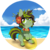 Size: 850x857 | Tagged: safe, artist:paichitaron, oc, oc only, oc:appletini, beach, cloud, cloudy, floral necklace, flower in hair, inner tube, sand, simple background, solo, transparent background, water