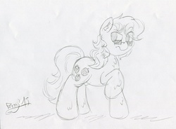 Size: 1599x1180 | Tagged: safe, artist:perrydotto, oc, oc only, earth pony, pony, czequestria, glasses, grumpy, monochrome, ponysona, traditional art