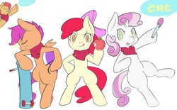 Size: 1023x633 | Tagged: safe, artist:jyanome, apple bloom, babs seed, scootaloo, sweetie belle, g4, cutie mark crusaders