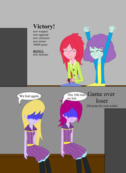 Size: 763x1048 | Tagged: safe, artist:night-shadow7, blueberry pie, fuchsia blush, lavender lace, raspberry fluff, equestria girls, g4, my little pony equestria girls: rainbow rocks, background human