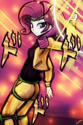 Size: 750x1125 | Tagged: safe, artist:lumineko, rarity, equestria girls, g4, clothes, commission, cosplay, costume, dio brando, female, headband, jojo's bizarre adventure, parody, solo