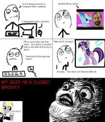 Size: 649x751 | Tagged: safe, artist:piojalla, derpy hooves, rainbow dash, twilight sparkle, pegasus, pony, g4, comic, female, le, mare, meme, rage comic