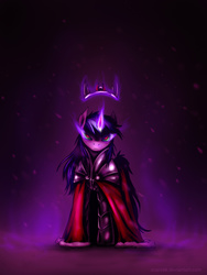 Size: 960x1280 | Tagged: safe, artist:zoarvek, king sombra, shining armor, g4, armor, corrupted, corrupted shining armor, crown, dark magic, king shining sombra, magic, male, solo, sombra eyes