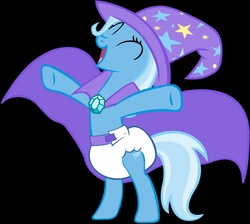 Size: 1280x1148 | Tagged: safe, artist:megarainbowdash2000, trixie, pony, unicorn, g4, black background, diaper, female, mare, non-baby in diaper, poofy diaper, simple background, solo, super crinkle pony adventure 64