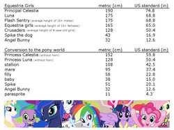 Size: 1024x768 | Tagged: safe, angel bunny, apple bloom, flash sentry, fluttershy, pinkie pie, princess celestia, princess luna, principal celestia, rainbow dash, rarity, scootaloo, spike, sweetie belle, twilight sparkle, dog, human, parasprite, pony, equestria girls, g4, my little pony equestria girls: rainbow rocks, baby, cutie mark crusaders, female, filly, fourth wall pose, headcanon, height, human ponidox, male, mare, meta, self ponidox, size comparison, spike the dog, stallion, twilight sparkle (alicorn)