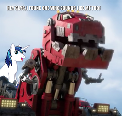 Size: 784x751 | Tagged: safe, shining armor, pony, unicorn, g4, andrew francis, dinotrux, dreamworks, meta, ty rux, voice actor joke